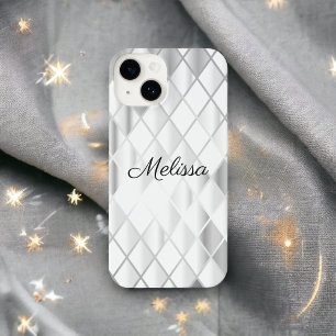 Eleganter Personalisierter Silbergrau Diamant Luxu iPhone 14 Hülle