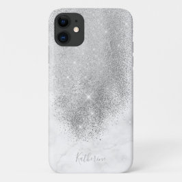 Eleganter personalisierter silberner Glitzer, weiß Case-Mate iPhone Hülle