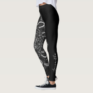 Eleganter Personalisierter Silberschwarz Leggings