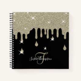 Eleganter Personalisierter Silver Tropfen Glitzer  Notizbuch