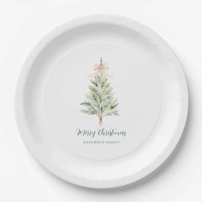 Eleganter personalisierter Weihnachtsbaum  Pappteller (Vorderseite)
