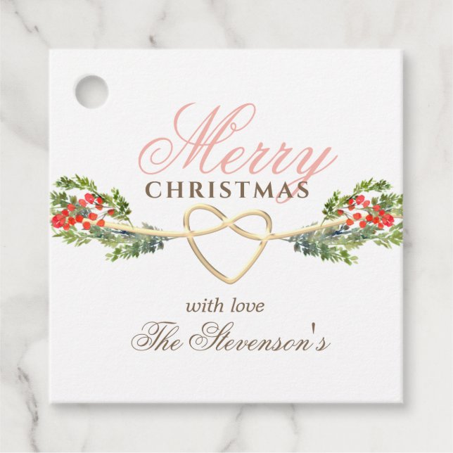 Eleganter Personalisierter Weihnachtsgeschenktag Geschenkanhänger (Vorderseite)