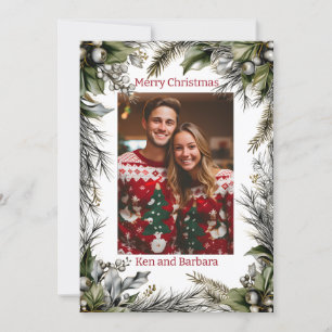 Eleganter Personalisierter Weihnachtskranz Feiertagskarte