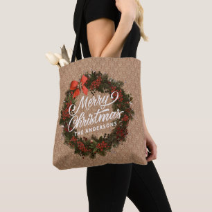 Eleganter Personalisierter Weihnachtskranz Tasch Tasche