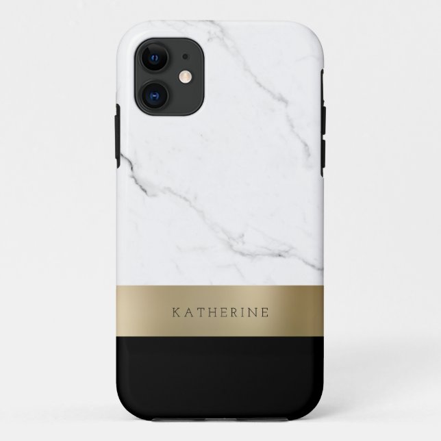 Eleganter personalisierter weißer Marmor Case-Mate iPhone Hülle (Rückseite)