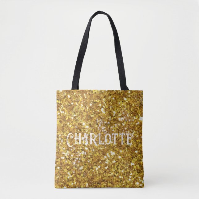 Eleganter personalize Gold funkling Glitzer Tasche (Vorderseite)