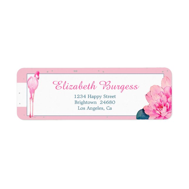 Eleganter Persönlicher Rosa Streifen Flamingo Rose (Vorne)