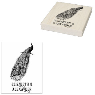 Eleganter Pfau auf einem Zweigstellennamen Gummistempel