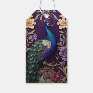 Eleganter Pfau Auf Lila William Morris Inspiriert Geschenkanhänger