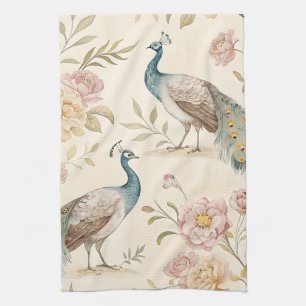 Eleganter Pfau Floral Vintage (10) Geschirrtuch