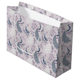 Eleganter Pfau Floral Vintage (10) Große Geschenktüte