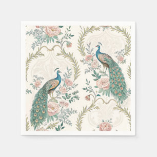 Eleganter Pfau Floral Vintage (3) Serviette