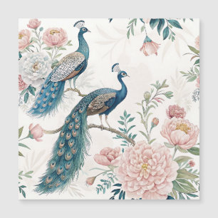 Eleganter Pfau Floral Vintage (6) Magnetkarte