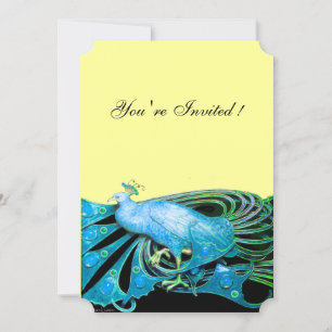 ELEGANTER PFau IN BLAU, SCHWARZ. Einladung