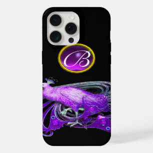 ELEGANTER PFau IN LILA, AMETHYST-MONOGRAMM iPhone 15 Pro Max Hülle