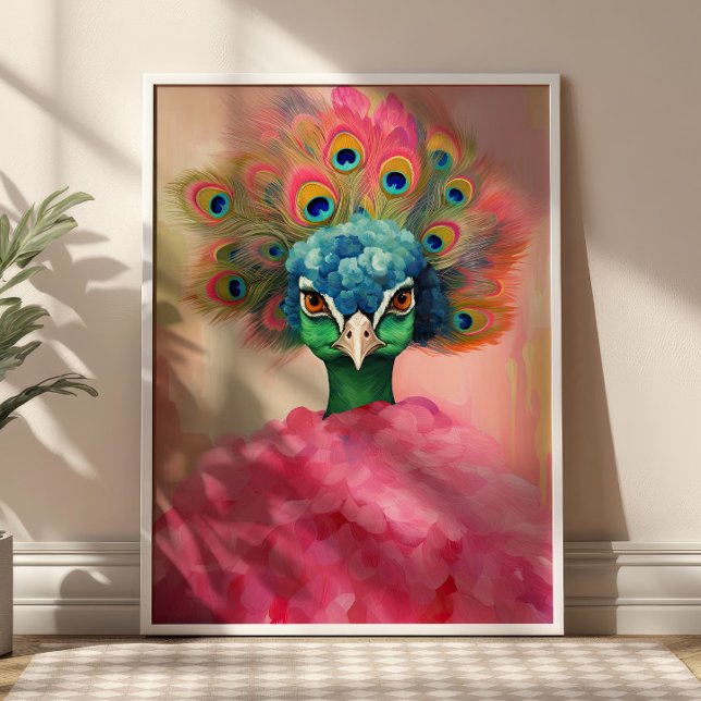 Eleganter Pfau in rosa Pelz Tierfreude Kunst Poster (Von Creator hochgeladen)