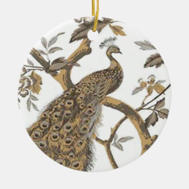 Eleganter Pfau Keramik Ornament (Vorne)