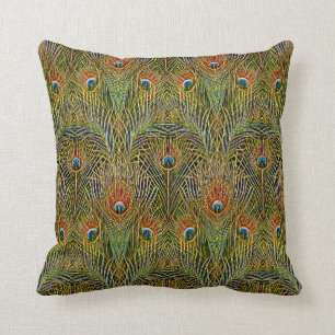 Eleganter Pfau-stilvolles Gold versieht Muster mit Kissen