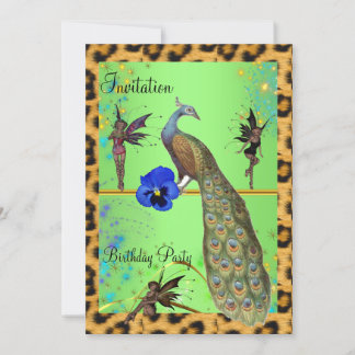 Eleganter Pfau und Fairies Einladung