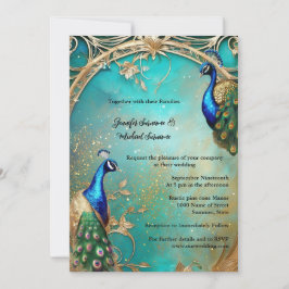 Eleganter Pfau und Federn Vintager eleganter Chic Einladung