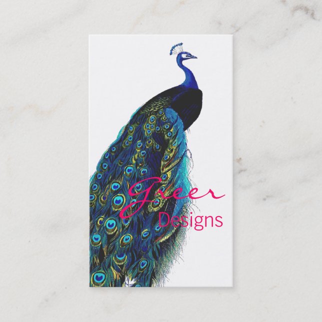 Eleganter Pfau Visitenkarte (Vorderseite)