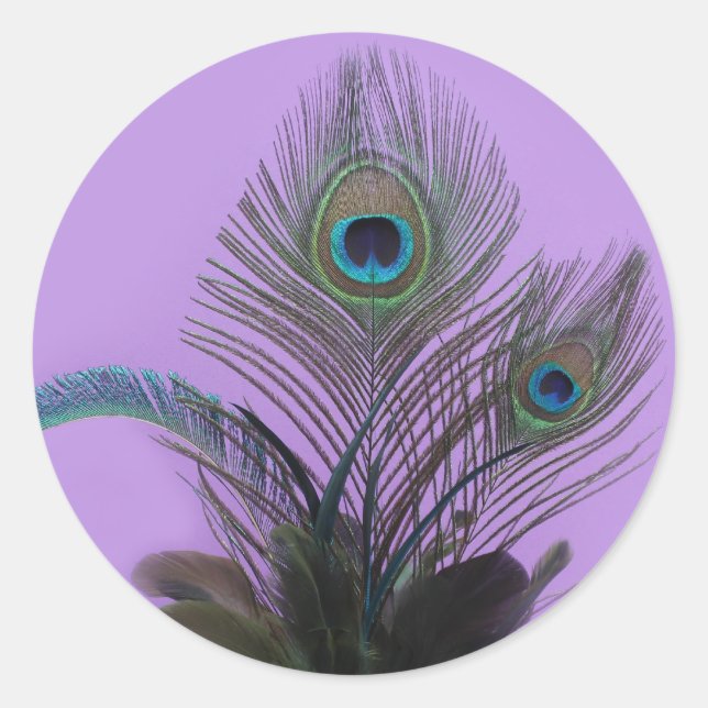 Eleganter Pfauensticker (lila) Runder Aufkleber (Vorderseite)