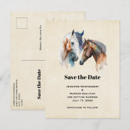 Eleganter Pferde Western Boho Wedding Save the Dat Einladungspostkarte