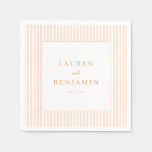 Eleganter Pfirsich gestreifter Minimalist Serviette