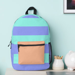 Eleganter Pfirsich, lila Streifen und Minze Bedruckter Rucksack