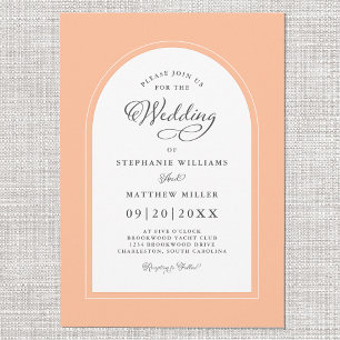 Eleganter Pfirsichbogen Moderne Kalligrafie Hochze Einladung