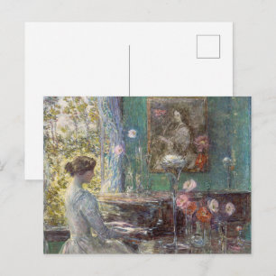 Eleganter Pianist, Improvisation von Childe Hassam Postkarte
