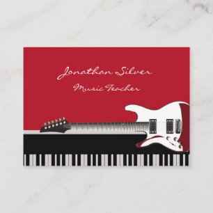 Eleganter Piano & Gitarre Musikteur Visitenkarte