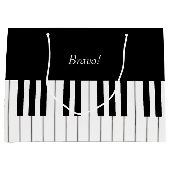 Eleganter Piano Keyboard Individuelle Name & Messa Große Geschenktüte (Vorderseite)