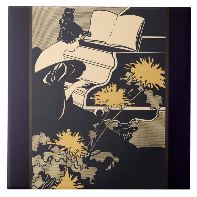 Eleganter Piano Player Fliese (Vorderseite)