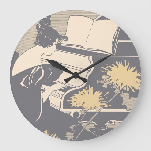 Eleganter Piano Player Große Wanduhr (Vorderseite)