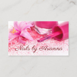 Eleganter Pink Blume Nail Technician Visitenkarte