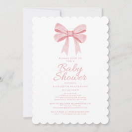 Eleganter Pink Bow Baby Shower Girly Gingham Karo Einladung