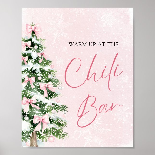 Eleganter Pink Bows Christmas Tree Chili Bar Poster (Vorne)