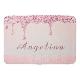 Eleganter Pink Glam Glitzer Tropfen Badematte