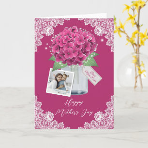 Eleganter Pink Hydrangea Foto Happy Mother Day Karte
