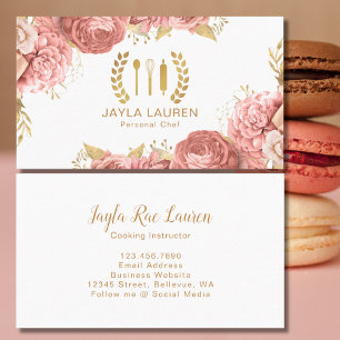 Eleganter Pink Pastry Koch Bäckerei Catering Koch Visitenkarte
