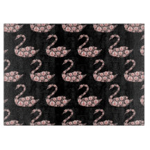 Eleganter Pink Pearl Swan auf schwarzem Hintergrun