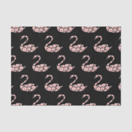 Eleganter Pink Pearl Swan auf schwarzem Hintergrun Seidenpapier