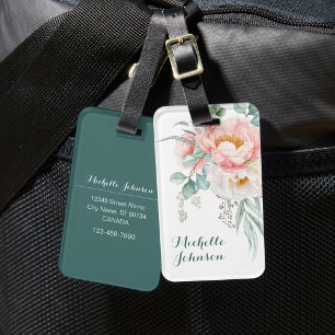 Eleganter Pink Peony Luggage Tag Gepäckanhänger