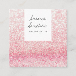 Eleganter, pink-rosa Glitzer Glasschminkkünstler w Quadratische Visitenkarte