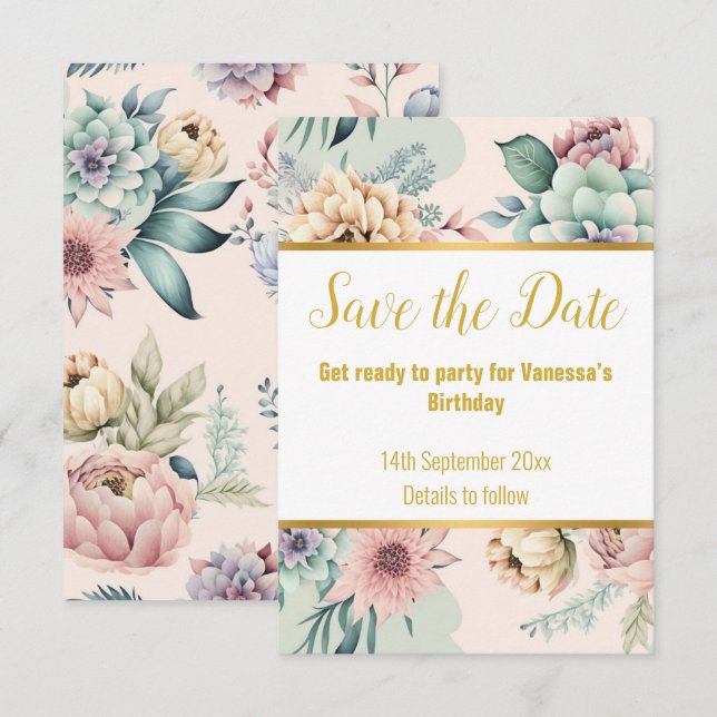 ELEGANTER PINK SPRING FLORAL RESPONSE RSVP CARD (Vorne/Hinten)