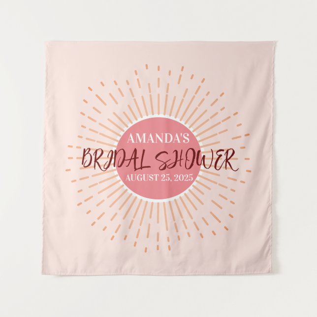 Eleganter Pink Sun Wedding Foto Stand Hintergrund Wandteppich (Vorderseite)