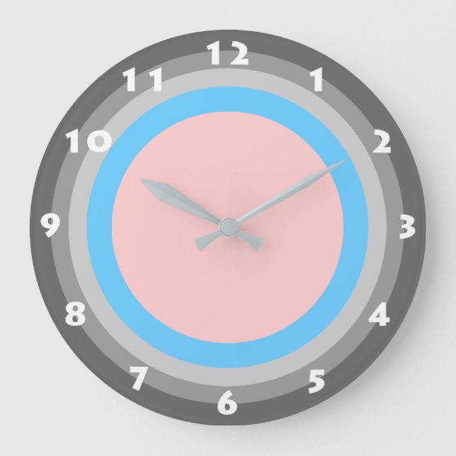 ELEGANTER PINK UND BLAUE Wall Clock Große Wanduhr (Vorderseite)