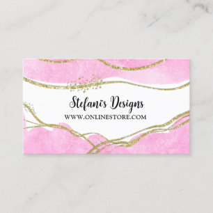 Eleganter Pink und Gold Sparkle Glitzer Online Sto Visitenkarte