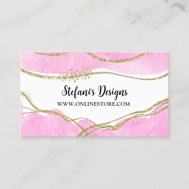 Eleganter Pink und Gold Sparkle Glitzer Online Sto Visitenkarte (Vorderseite)
